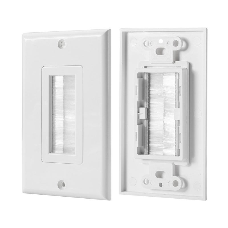 TENINYU 1-Gang Wall Plate (2 Pack), Brush Style Opening Passthrough Low Voltage Cable Plate in-Wall Installation for Speaker Wires, Coaxial Cables, HDMI Cables, or Network/Phone Cables(2 Pack) - Image 2